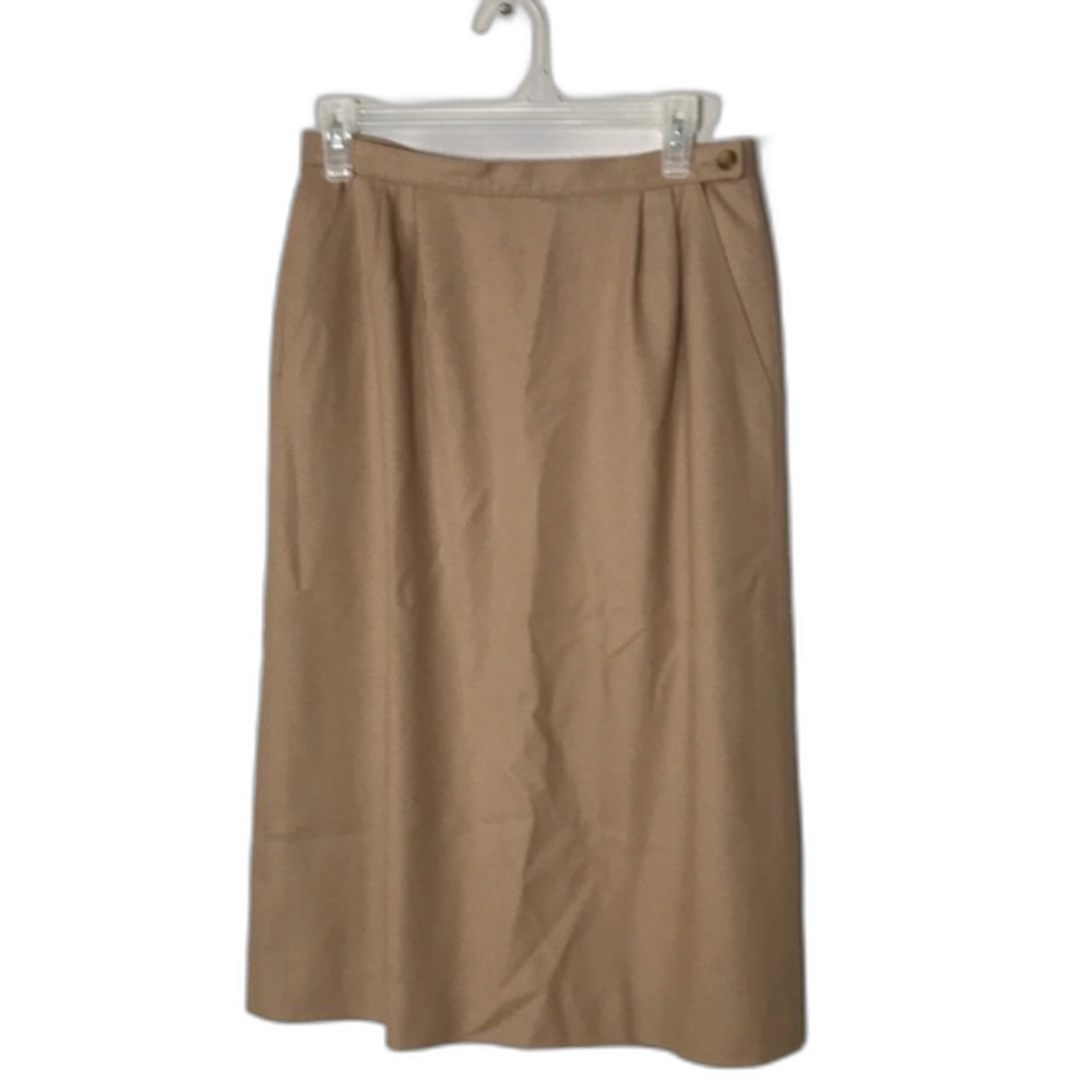 Vtg Pendleton beige wool tartan skirt with pockets size 8 ladies